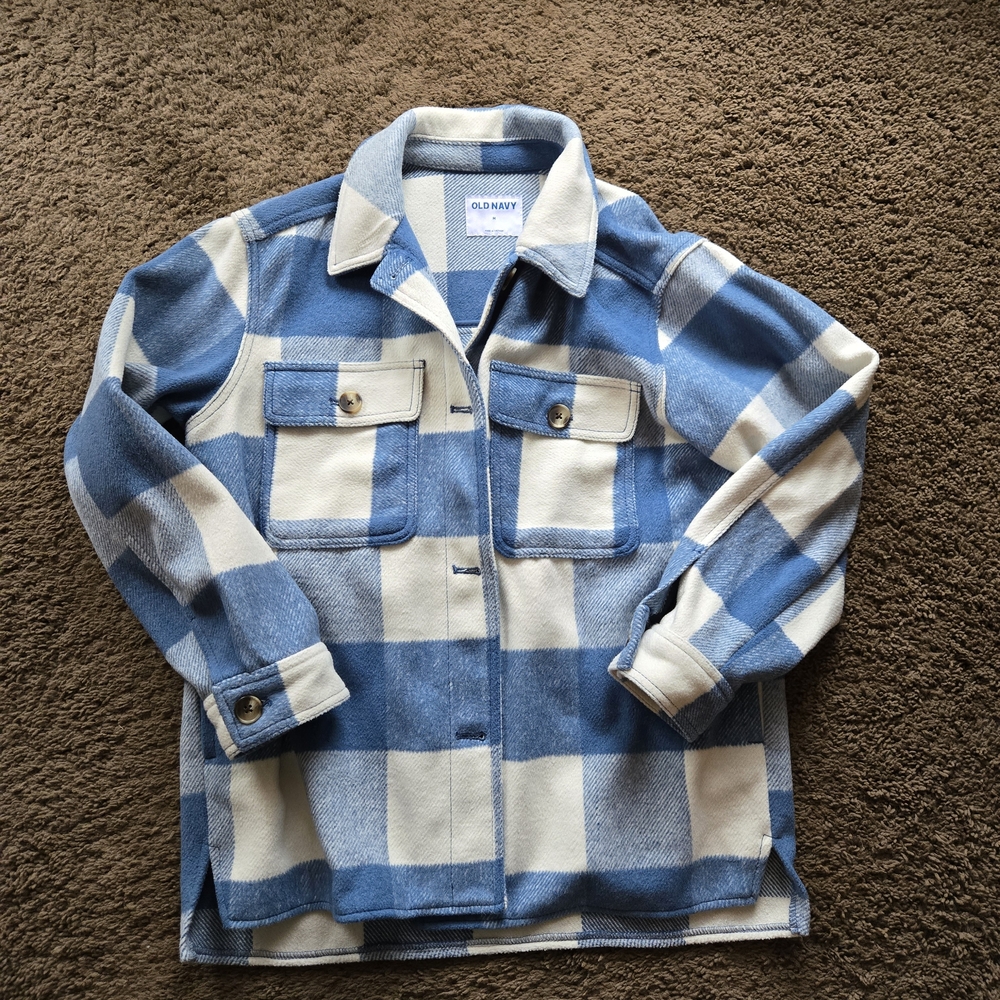 Old Navy Blue and White Checkered Jacket